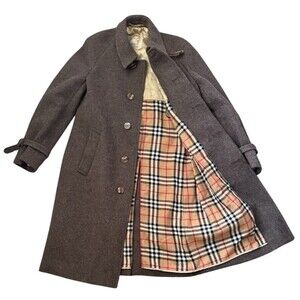 Teller Coat Austria Wool Blend Brown Long Coat Burberry Lining Womens Size Large